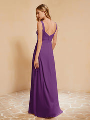 Robe de Demoiselle d'Honneur Sans Manches avec Volants Raisin