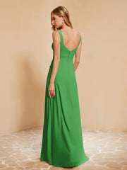 Robe de Demoiselle d'Honneur Sans Manches avec Volants Vert Grande Taille