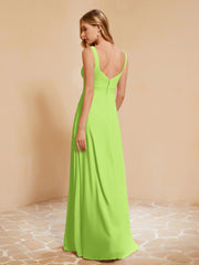 Robe de Demoiselle d'Honneur Sans Manches avec Volants Vert Citron Grande Taille