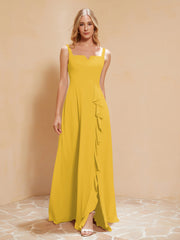 Robe de Demoiselle d'Honneur Sans Manches avec Volants Souci Grande Taille