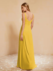 Robe de Demoiselle d'Honneur Sans Manches avec Volants Souci