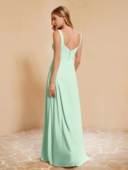 Robe de Demoiselle d'Honneur Sans Manches avec Volants Vert Menthe