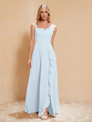 Robe de Demoiselle d'Honneur Sans Manches avec Volants Brume Grande Taille