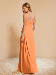 Robe de Demoiselle d'Honneur Sans Manches avec Volants Orange Grande Taille