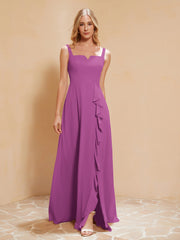 Robe de Demoiselle d'Honneur Sans Manches avec Volants Orchidee Grande Taille