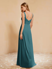Robe de Demoiselle d'Honneur Sans Manches avec Volants Paon