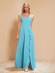 Robe de Demoiselle d'Honneur Sans Manches avec Volants Piscine Grande Taille