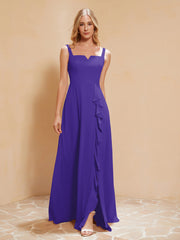 Robe de Demoiselle d'Honneur Sans Manches avec Volants Régence