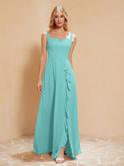 Robe de Demoiselle d'Honneur Sans Manches avec Volants Spa Grande Taille