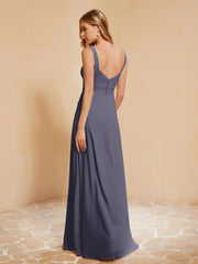 Robe de Demoiselle d'Honneur Sans Manches avec Volants Orageux