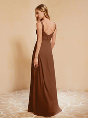 Robe de Demoiselle d'Honneur Sans Manches avec Volants Terracotta Grande Taille