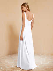 Robe de Demoiselle d'Honneur Sans Manches avec Volants Blanc Grande Taille