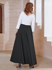 Robe de A-ligne à Col en Dentelle Longueur de Mollet Noir Grande Taille