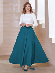 Robe de A-ligne à Col en Dentelle Longueur de Mollet Bleu Encre