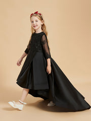 Robes de Fille Asymétriques Appliquées à Manches Longues