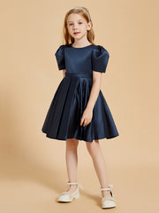 Robes de Fille à Col en Scoop avec Mancherons Longueur aux Genoux