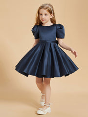 Robes de Fille à Col en Scoop avec Mancherons Longueur aux Genoux