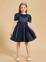 Robes de Fille à Col en Scoop avec Mancherons Longueur aux Genoux