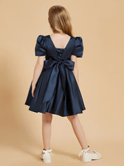 Robes de Fille à Col en Scoop avec Mancherons Longueur aux Genoux