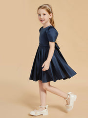 Robes de Fille à Col en Scoop avec Mancherons Longueur aux Genoux