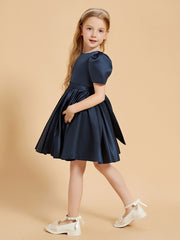 Robes de Fille à Col en Scoop avec Mancherons Longueur aux Genoux
