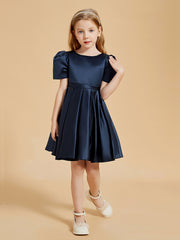 Robes de Fille à Col en Scoop avec Mancherons Longueur aux Genoux