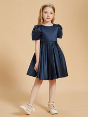 Robes de Fille à Col en Scoop avec Mancherons Longueur aux Genoux