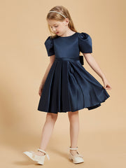 Robes de Fille à Col en Scoop avec Mancherons Longueur aux Genoux