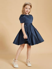 Robes de Fille à Col en Scoop avec Mancherons Longueur aux Genoux