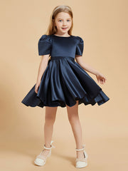 Robes de Fille à Col en Scoop avec Mancherons Longueur aux Genoux