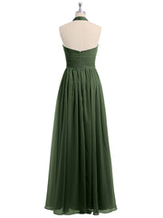 Licou Mousseline Longueur Complète Robe Avec Fleurs Olive Verte Grande Taille