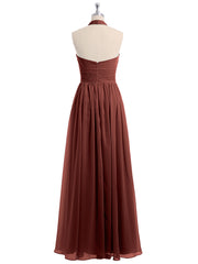 Licou Mousseline Longueur Complète Robe Avec Fleurs terracotta