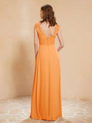 Maxi Robe de Demoiselle d'Honneur Appliquée avec Haut en Dentelle Orange