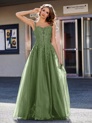 Robe de Soirée de A-ligne en Tulle à Col Carré Longueur au Sol Mousse