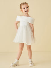Robe de Demoiselle d'Honneur avec Épaules Dénudées et Nœud