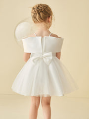 Robe de Demoiselle d'Honneur avec Épaules Dénudées et Nœud