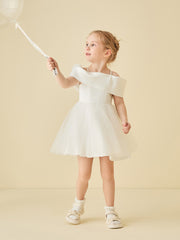 Robe de Demoiselle d'Honneur avec Épaules Dénudées et Nœud
