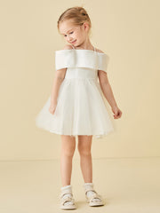Robe de Demoiselle d'Honneur avec Épaules Dénudées et Nœud