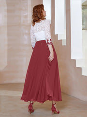 Robe en Mousseline avec Longueur de Mollet à Col Appliqué Cannelle Rose