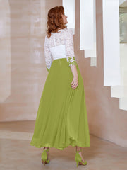 Robe en Mousseline avec Longueur de Mollet à Col Appliqué Trèfle Grande Taille