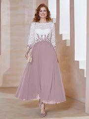 Robe en Mousseline avec Longueur de Mollet à Col Appliqué Dusk Grande Taille