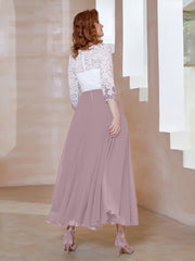 Robe en Mousseline avec Longueur de Mollet à Col Appliqué Dusk