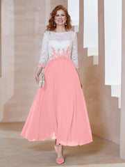 Robe en Mousseline avec Longueur de Mollet à Col Appliqué Flamant Grande Taille