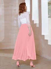 Robe en Mousseline avec Longueur de Mollet à Col Appliqué Flamant