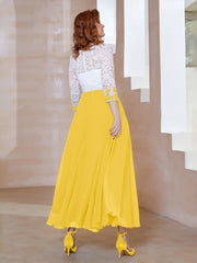Robe en Mousseline avec Longueur de Mollet à Col Appliqué Souci