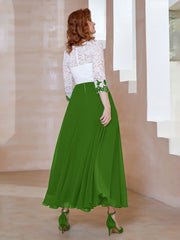 Robe en Mousseline avec Longueur de Mollet à Col Appliqué Mousse