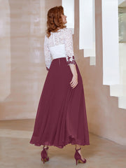 Robe en Mousseline avec Longueur de Mollet à Col Appliqué Mûre Grande Taille