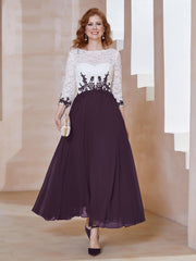 Robe en Mousseline avec Longueur de Mollet à Col Appliqué Plum Grande Taille