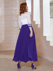Robe en Mousseline avec Longueur de Mollet à Col Appliqué Régence