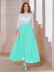 Robe en Mousseline avec Longueur de Mollet à Col Appliqué Spa
